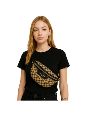 Cahres & Heka  Designer Crossbody Houndstooth Print Canvas Bag